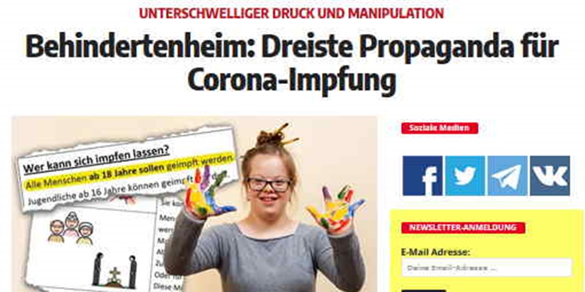 The right "Wochenblick" takes over the unchecked report of vaccination deaths in a home for the disabled